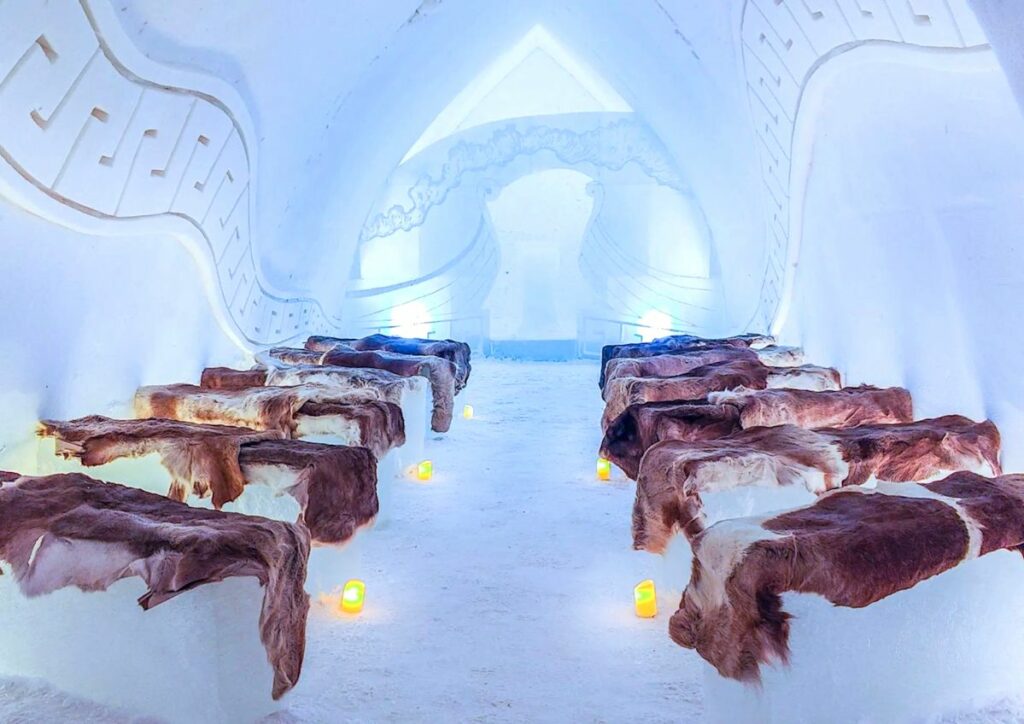Hôtel de Glace Laponie Ice Hotel Ice Bar Ice Restaurant Château Neige Glace Village visiter dormir prix 2026 2027 2028 avis infos